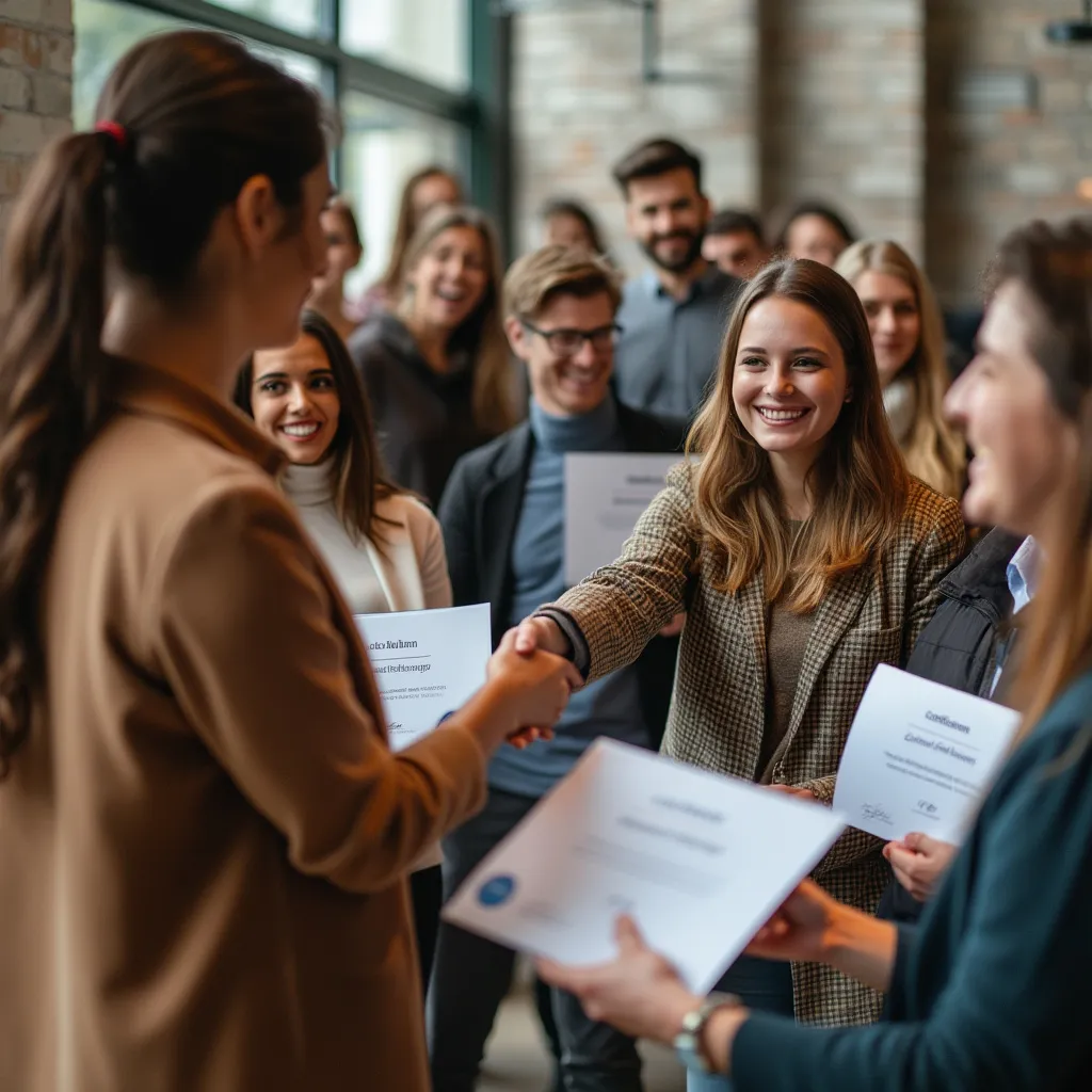 Participantes recibiendo certificados