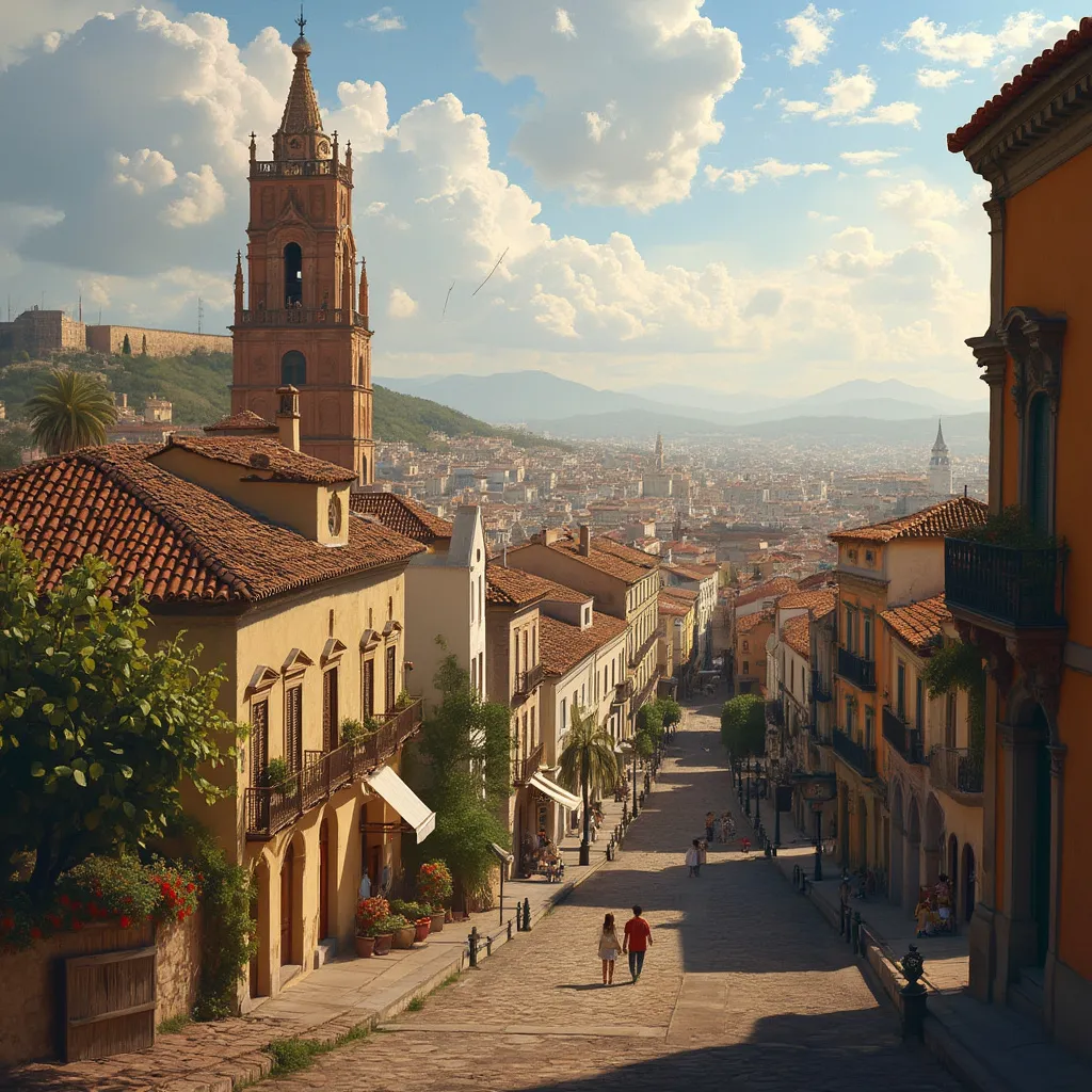 Vista de ciudad española durante curso